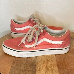 pink suede old skool lace up vans